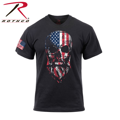Rothco US Flag Bearded Skull T-Shirt Black Size XL