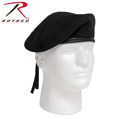 Rothco G.I. Style Beret Black - 8 Inch Head Size Wool Military Hat