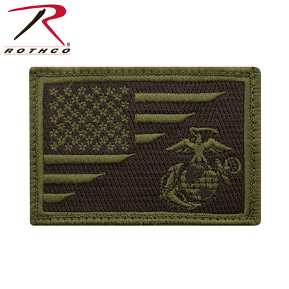 Rothco US Flag / USMC Eagle, Globe and Anchor Morale Patch - Olive Drab
