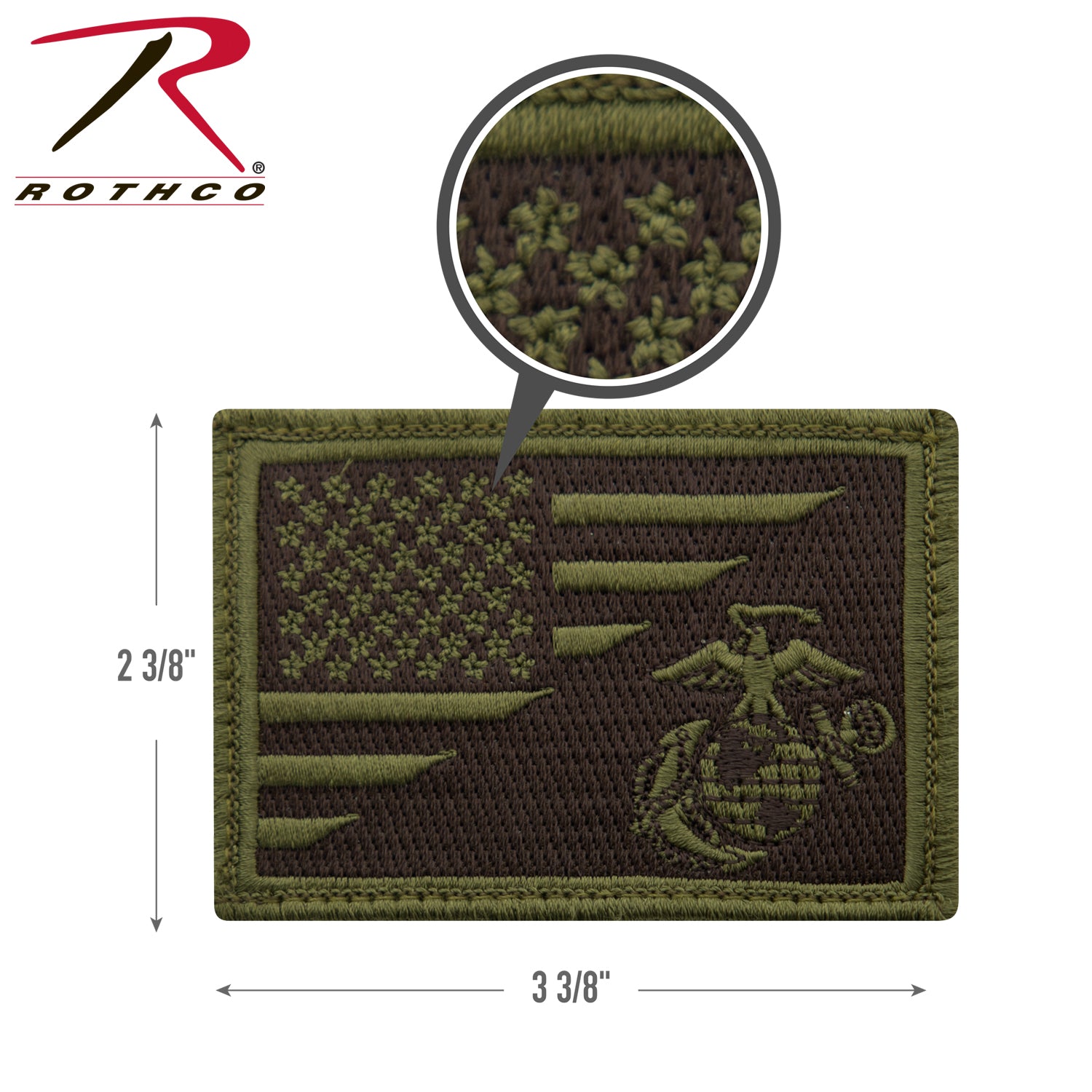 Rothco US Flag / USMC Eagle, Globe and Anchor Morale Patch - Olive Drab