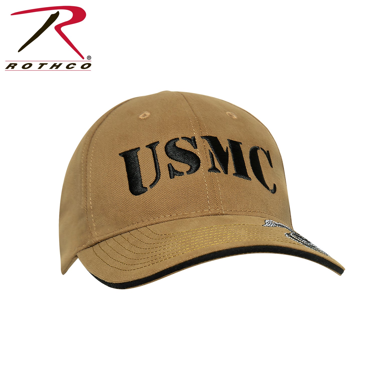 Rothco Deluxe Vintage USMC Embroidered Low Profile Cap in Coyote Brown