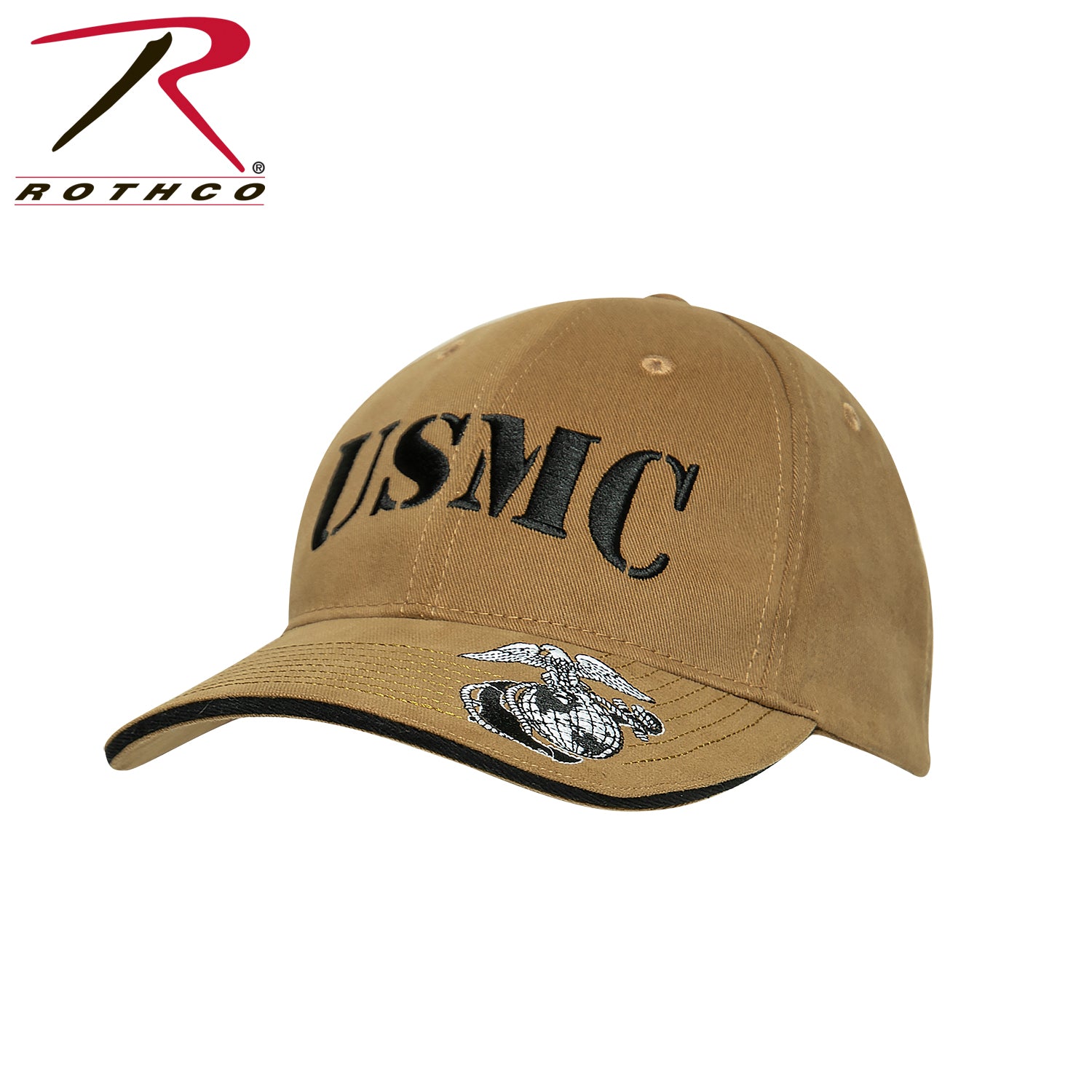 Rothco Deluxe Vintage USMC Embroidered Low Profile Cap in Coyote Brown