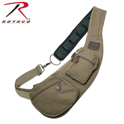 Rothco Vintage Canvas Crossbody Sling Bag in Olive Drab – Compact & Durable Travel Companion