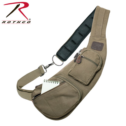 Rothco Vintage Canvas Crossbody Sling Bag in Olive Drab – Compact & Durable Travel Companion