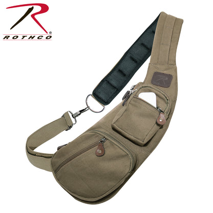 Rothco Vintage Canvas Crossbody Sling Bag in Olive Drab – Compact & Durable Travel Companion