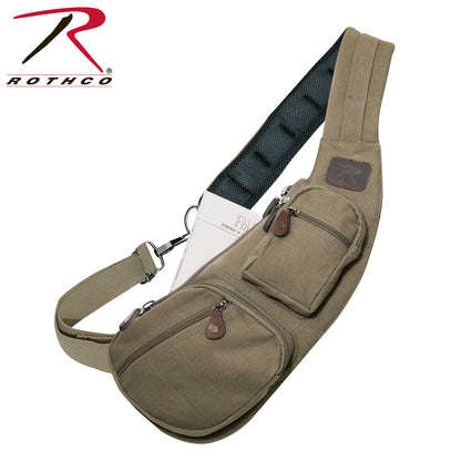 Rothco Vintage Canvas Crossbody Sling Bag in Olive Drab – Compact & Durable Travel Companion