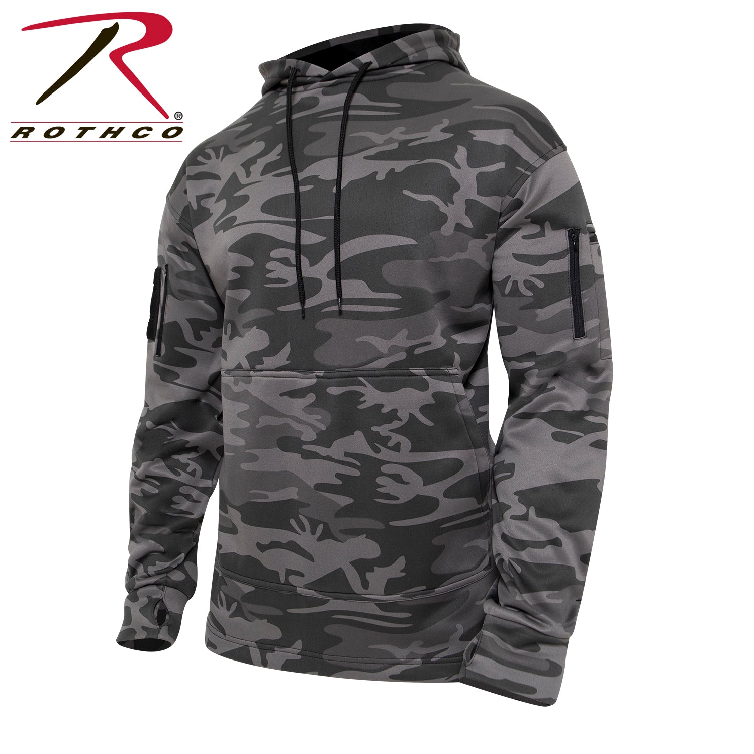 Rothco Concealed Carry Hoodie Black Camo Size L - Discreet and Comfortable Tactical Sweatshirt
