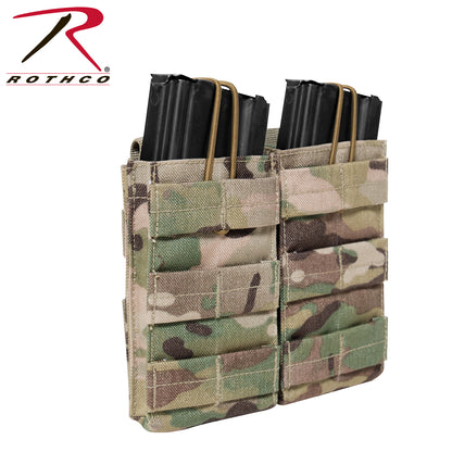 Rothco MOLLE Open Top Double Mag Pouch MultiCam - Tactical Magazine Holder for M-16 and AK-47 Mags