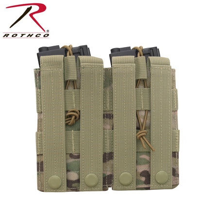 Rothco MOLLE Open Top Double Mag Pouch MultiCam - Tactical Magazine Holder for M-16 and AK-47 Mags
