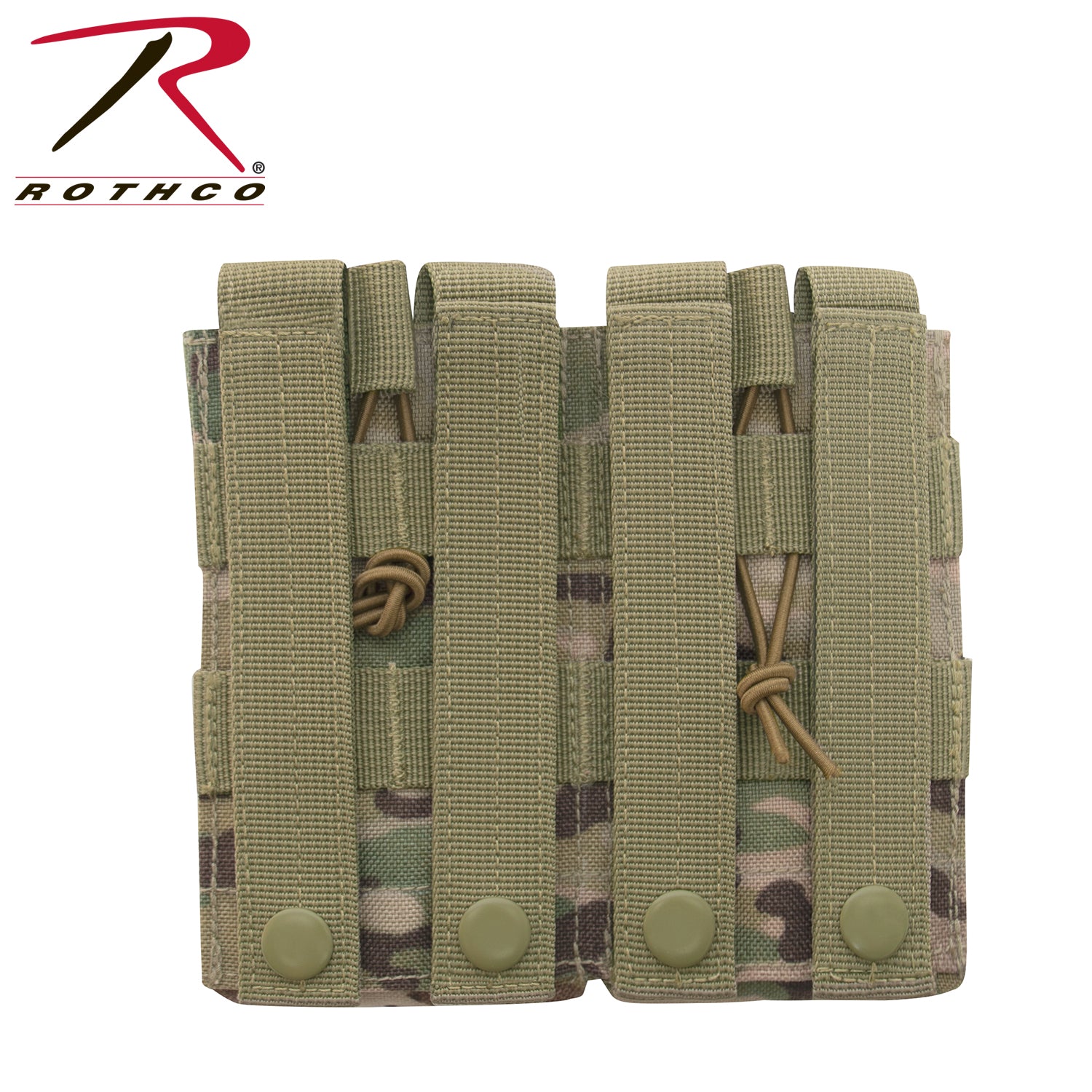 Rothco MOLLE Open Top Double Mag Pouch MultiCam - Tactical Magazine Holder for M-16 and AK-47 Mags