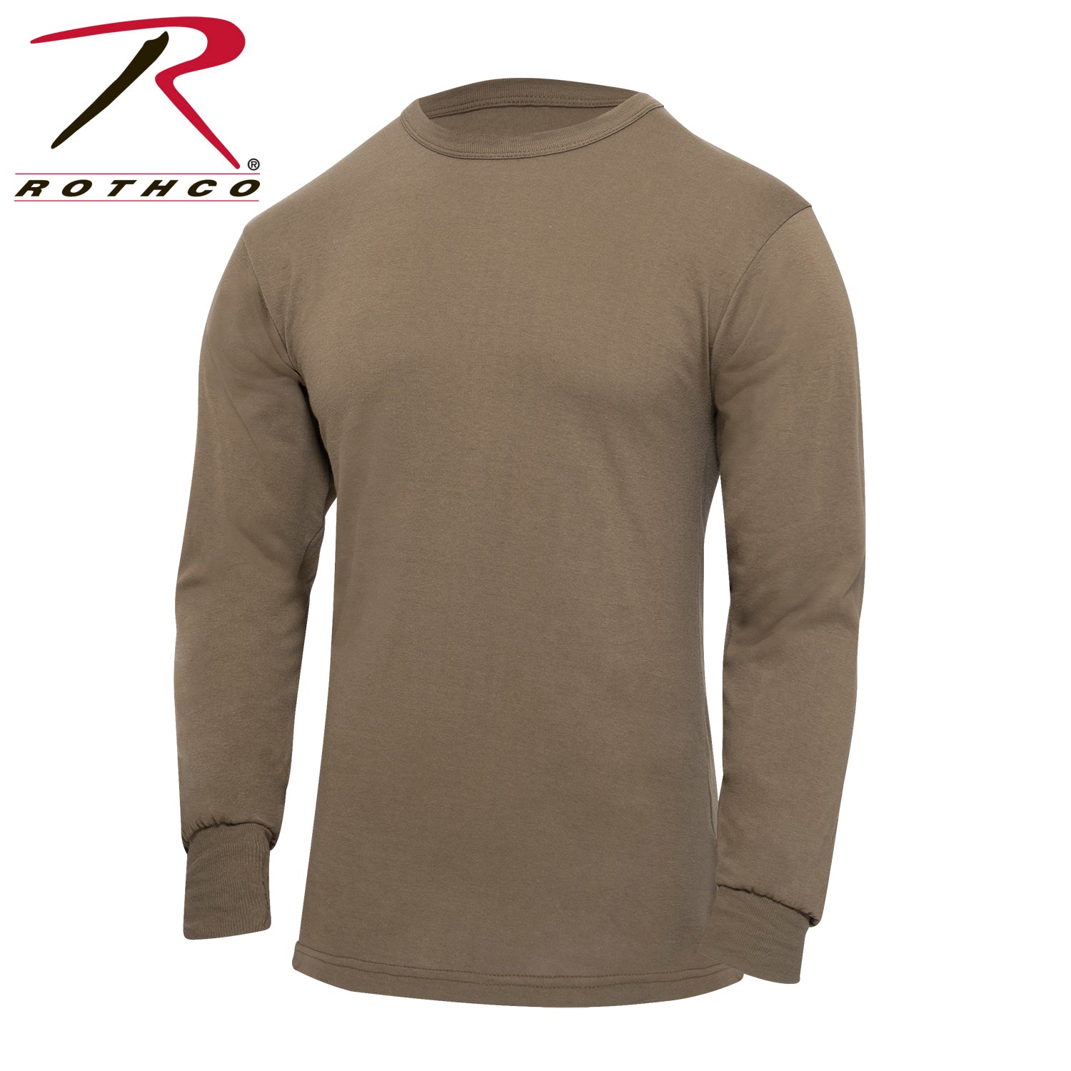 Rothco Long Sleeve Solid T-Shirt in Brown, Size Large - Comfortable and Durable Military-Style Shirt