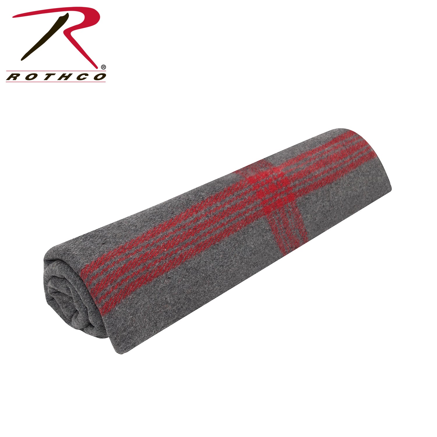 Rothco Striped Outdoor Wool Blanket Grey / Red – Heavyweight Camping and Emergency Blanket