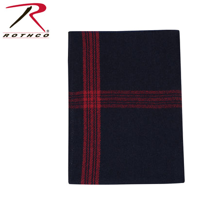 Rothco Striped Outdoor Wool Blanket Navy Blue / Red - Heavyweight Camping and Emergency Blanket