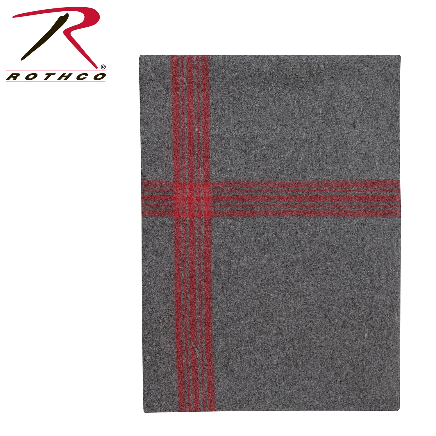 Rothco Striped Outdoor Wool Blanket Grey / Red – Heavyweight Camping and Emergency Blanket