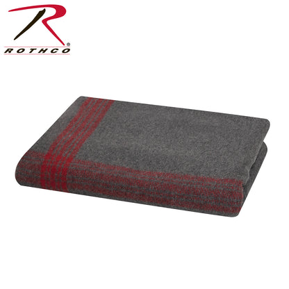 Rothco Striped Outdoor Wool Blanket Grey / Red – Heavyweight Camping and Emergency Blanket