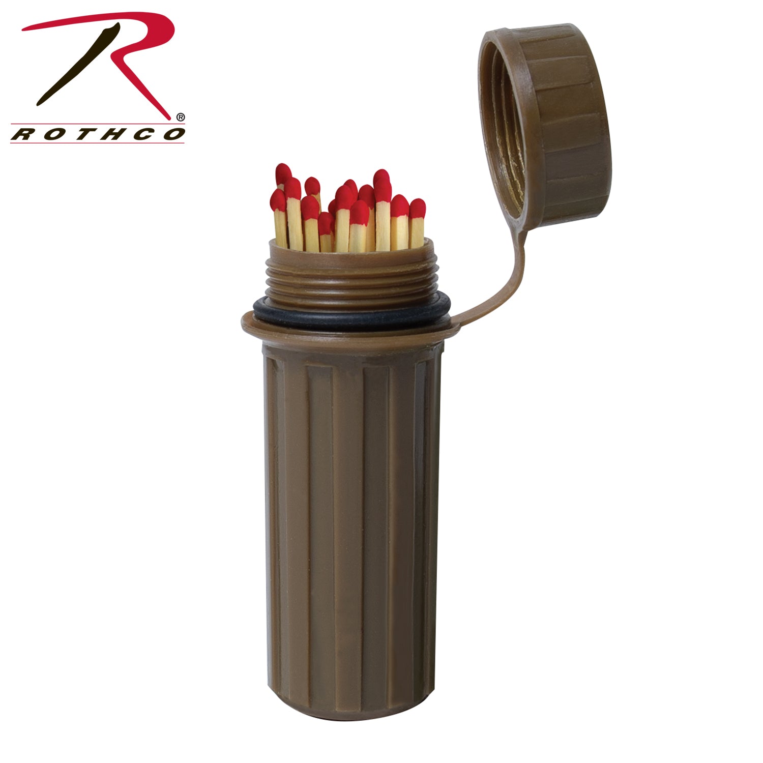 Rothco Waterproof Match Box Coyote Brown - Secure & Durable Outdoor Firestarter