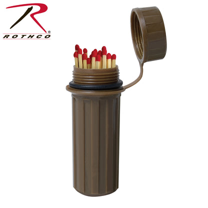 Rothco Waterproof Match Box Coyote Brown - Secure & Durable Outdoor Firestarter