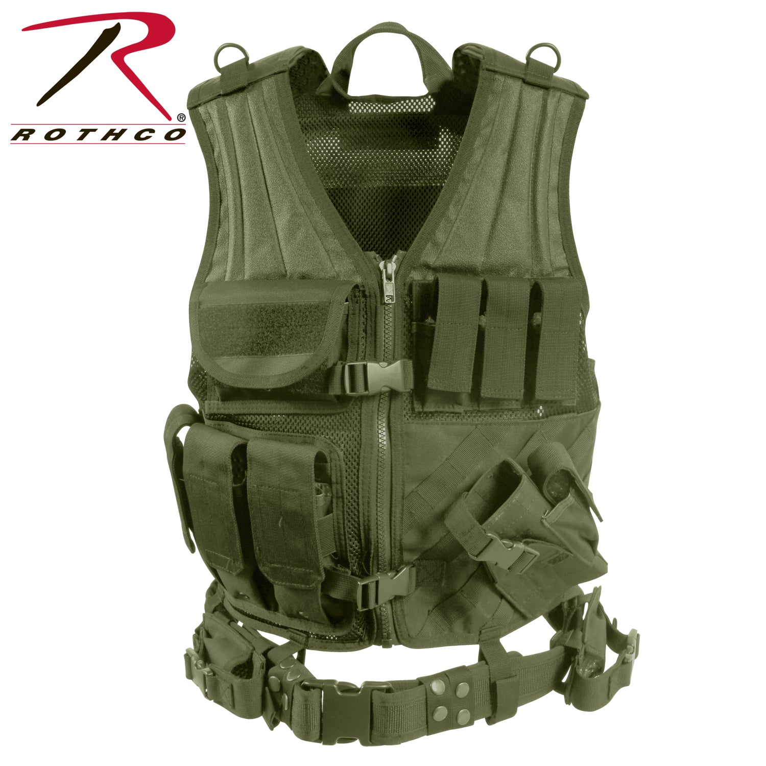 Rothco Cross Draw MOLLE Tactical Vest 2XL/3XL Olive Drab with Adjustable Fit