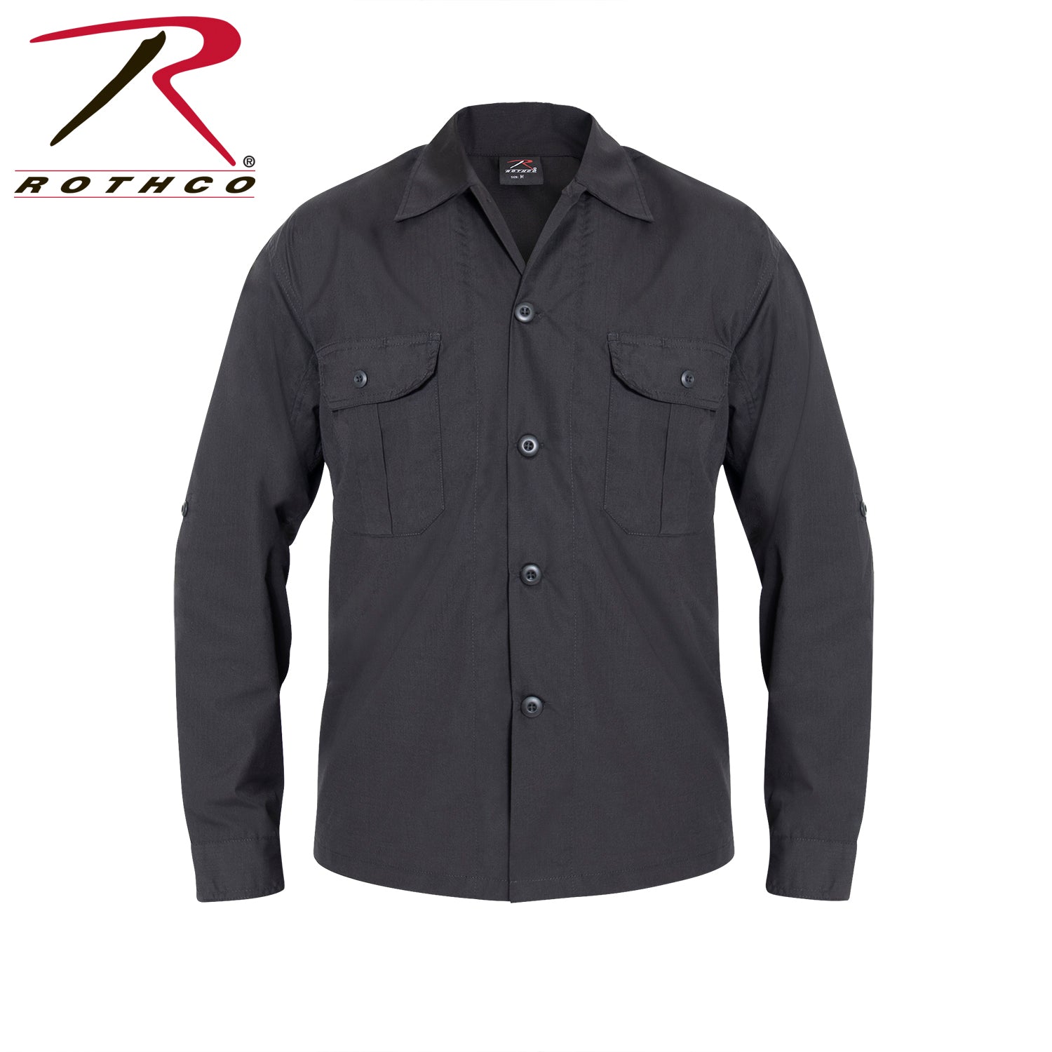 Rothco Lightweight Tactical Button-Up Shirt in Black, Size Small