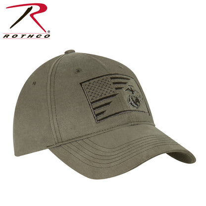 Rothco USMC Eagle, Globe and Anchor / US Flag Low Profile Cap in Olive Drab