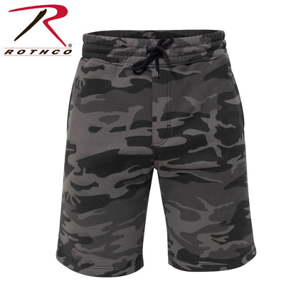 Rothco Camo and Solid Color Sweatshorts in Black Camo, Size Small