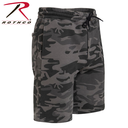 Rothco Camo and Solid Color Sweatshorts in Black Camo, Size Small