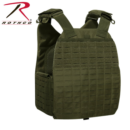 Rothco Laser Cut MOLLE Plate Carrier Vest Olive Drab Size Regular – Tactical Body Armor with MOLLE Webbing and Adjustable Cummerbund