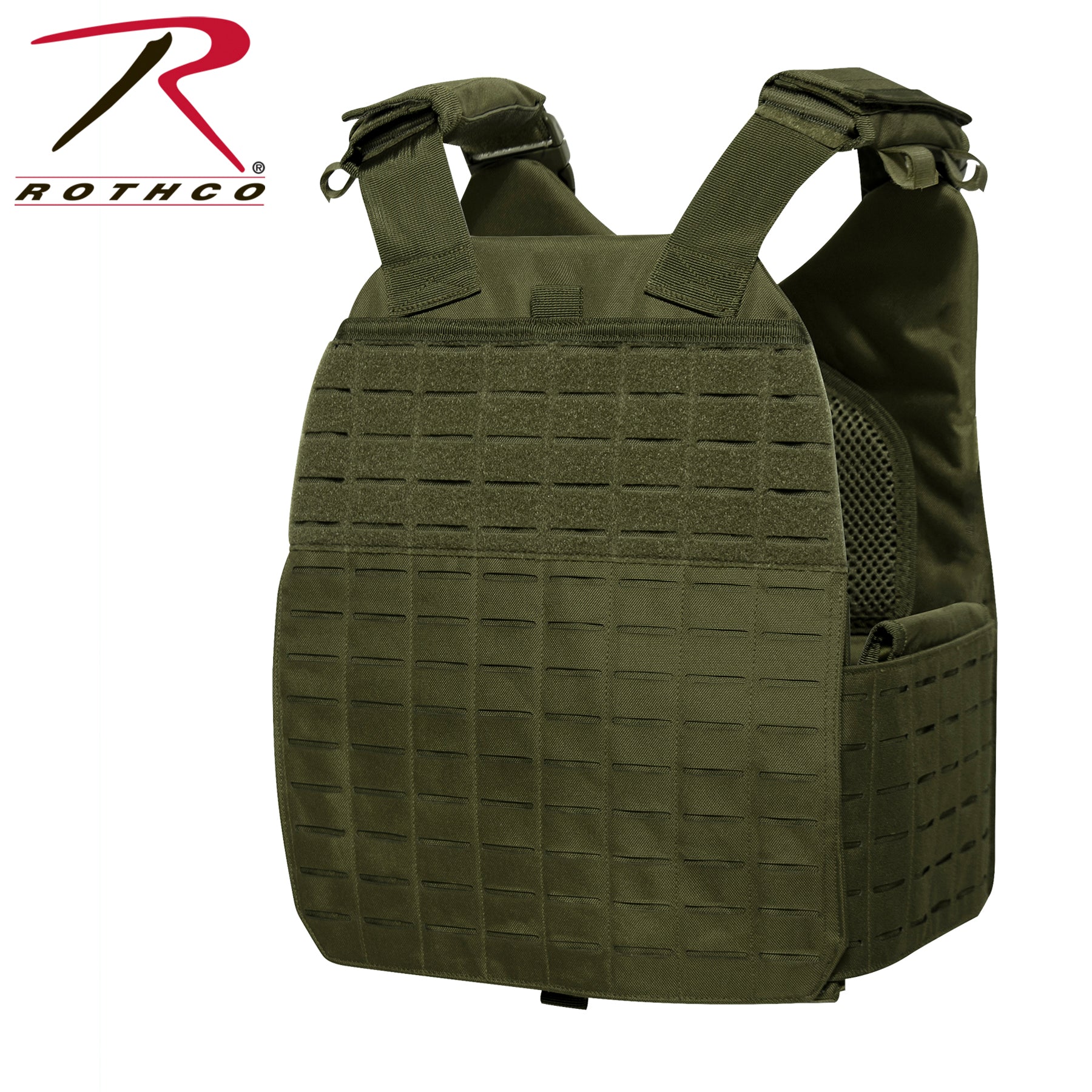 Rothco Laser Cut MOLLE Plate Carrier Vest Olive Drab Size Regular – Tactical Body Armor with MOLLE Webbing and Adjustable Cummerbund