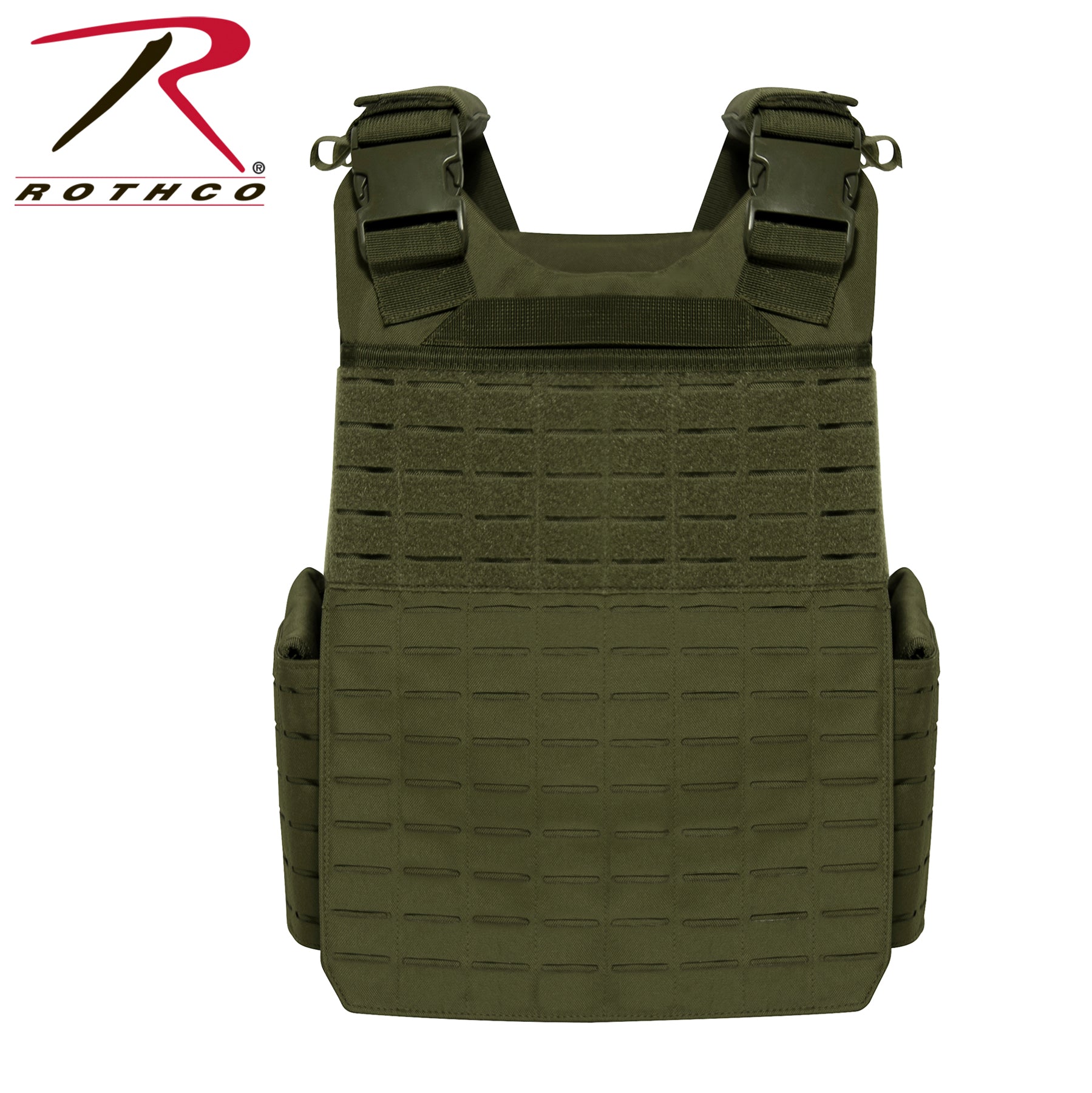 Rothco Laser Cut MOLLE Plate Carrier Vest Olive Drab Size Regular – Tactical Body Armor with MOLLE Webbing and Adjustable Cummerbund