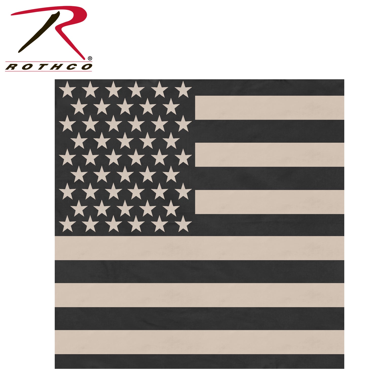 Rothco Subdued US Flag Bandana Black / Khaki - Versatile 27-Inch Neckwear and Face Covering