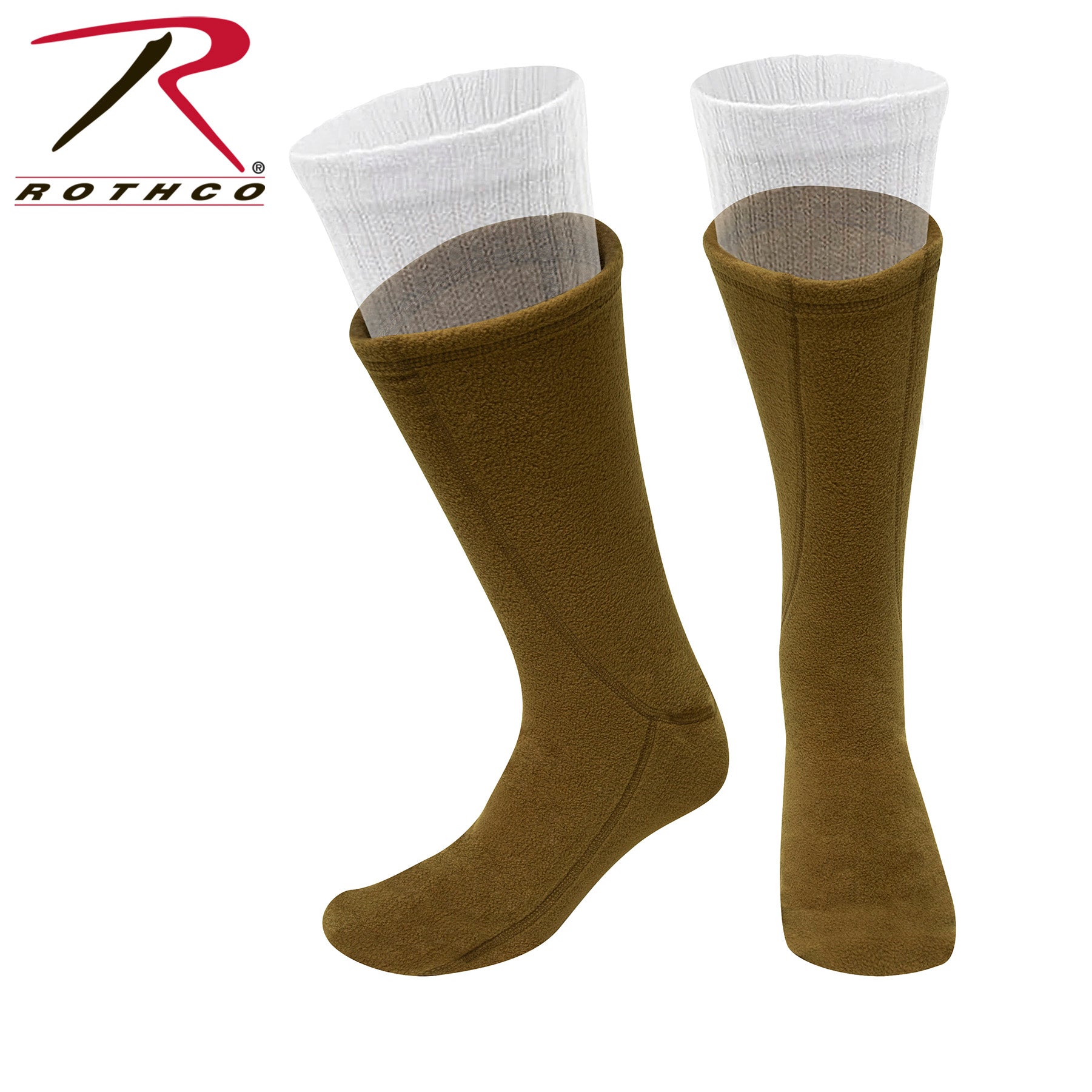 Rothco Polar Fleece Boot Liners in Coyote Brown, Size M – Extra Warm Foot Insulation