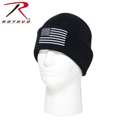 Rothco US Flag Embroidered Acrylic Watch Cap Black / White - Part 57877