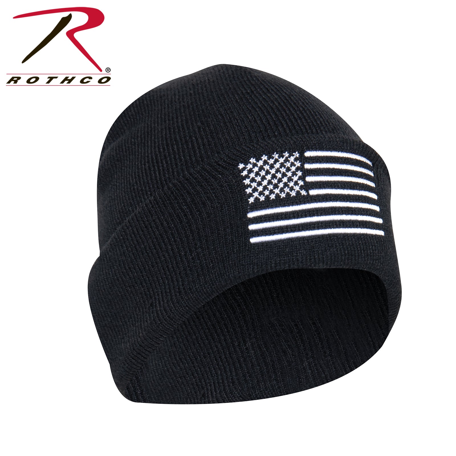 Rothco US Flag Embroidered Acrylic Watch Cap Black / White - Part 57877