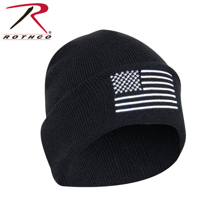 Rothco US Flag Embroidered Acrylic Watch Cap Black / White - Part 57877