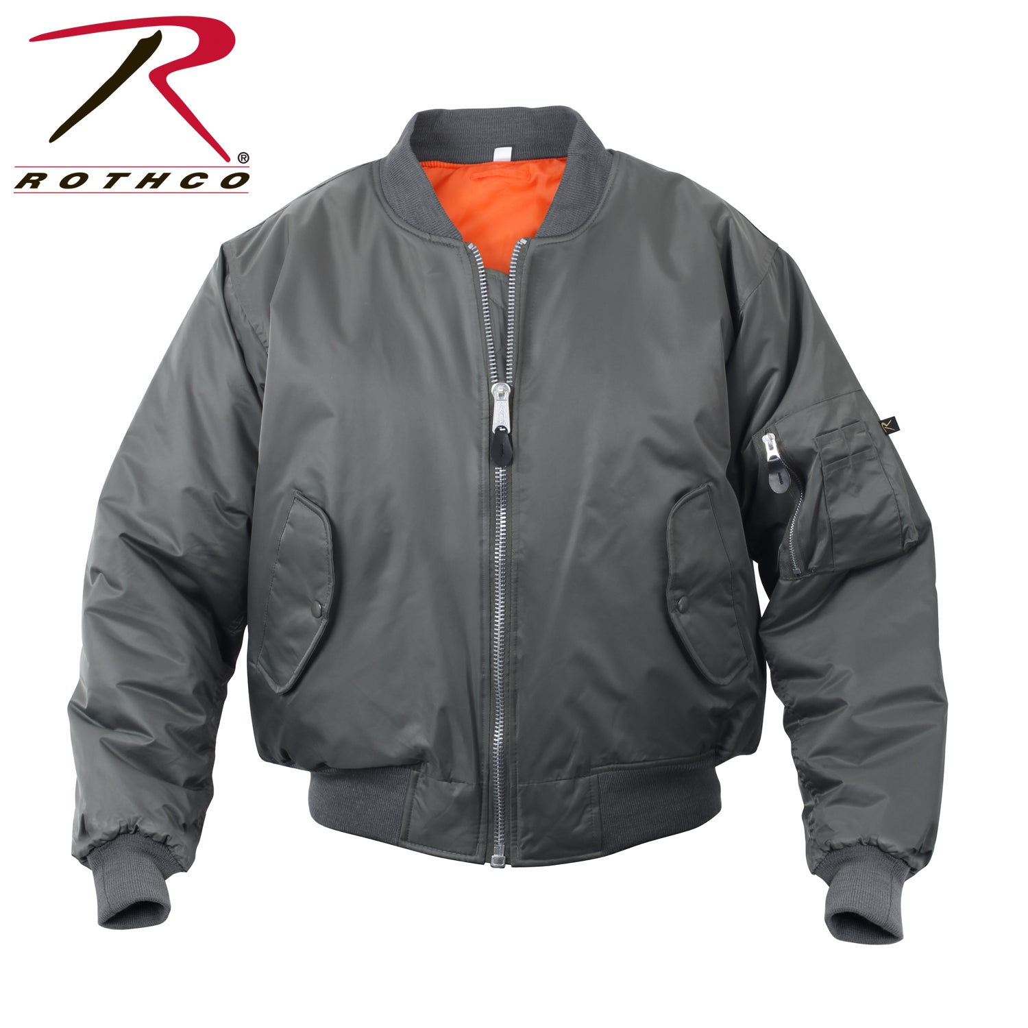 Rothco MA-1 Flight Jacket in Gunmetal Grey, Size XXS – Classic Military Bomber with Reversible Orange Lining