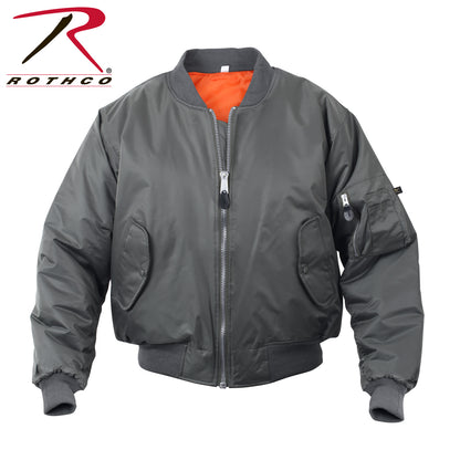 Rothco MA-1 Flight Jacket in Gunmetal Grey, Size XXS – Classic Military Bomber with Reversible Orange Lining