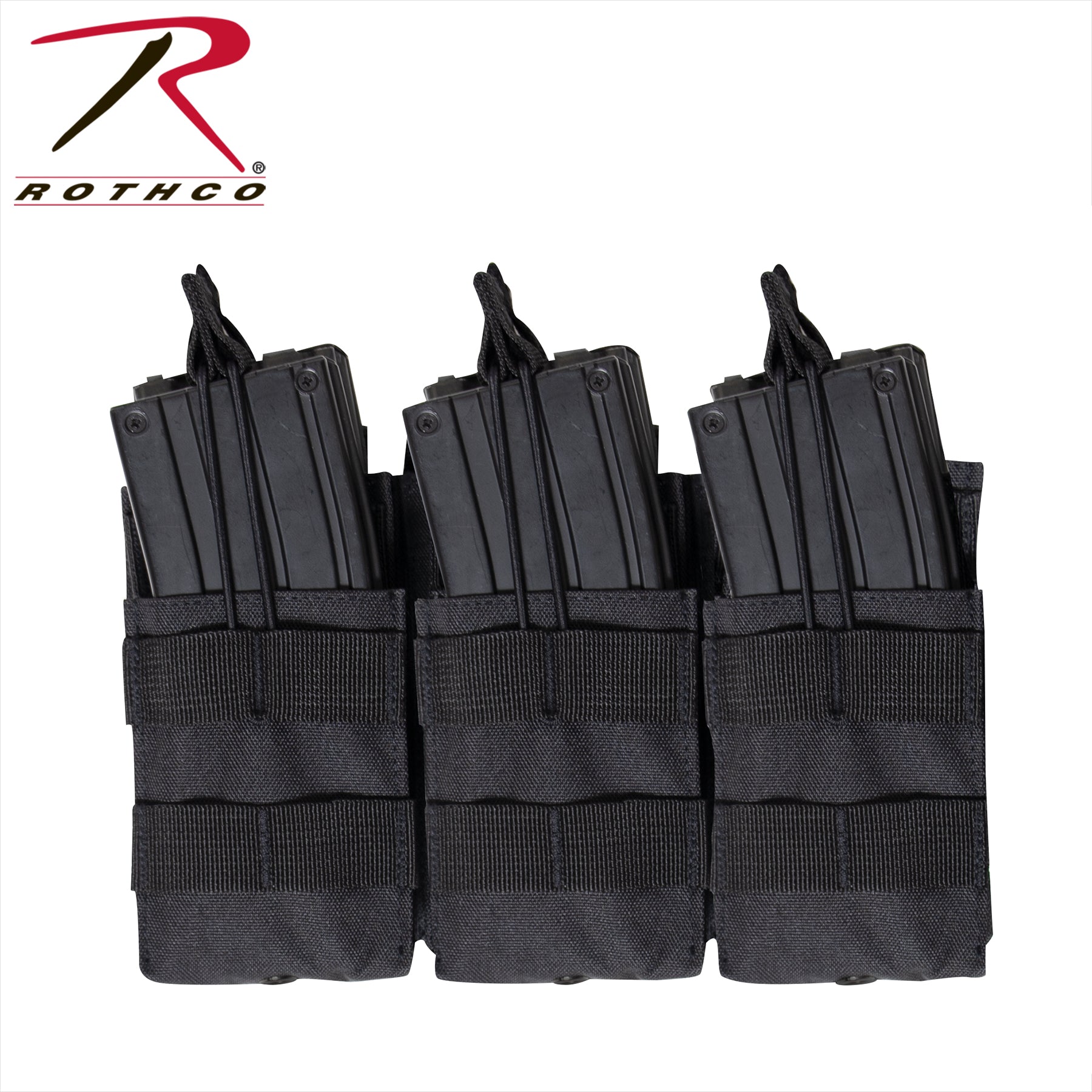 Rothco MOLLE Open Top Six Rifle Mag Pouch Black - Versatile Ammo Storage for Tactical Gear