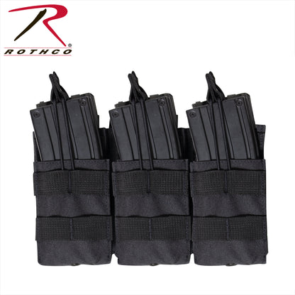 Rothco MOLLE Open Top Six Rifle Mag Pouch Black - Versatile Ammo Storage for Tactical Gear