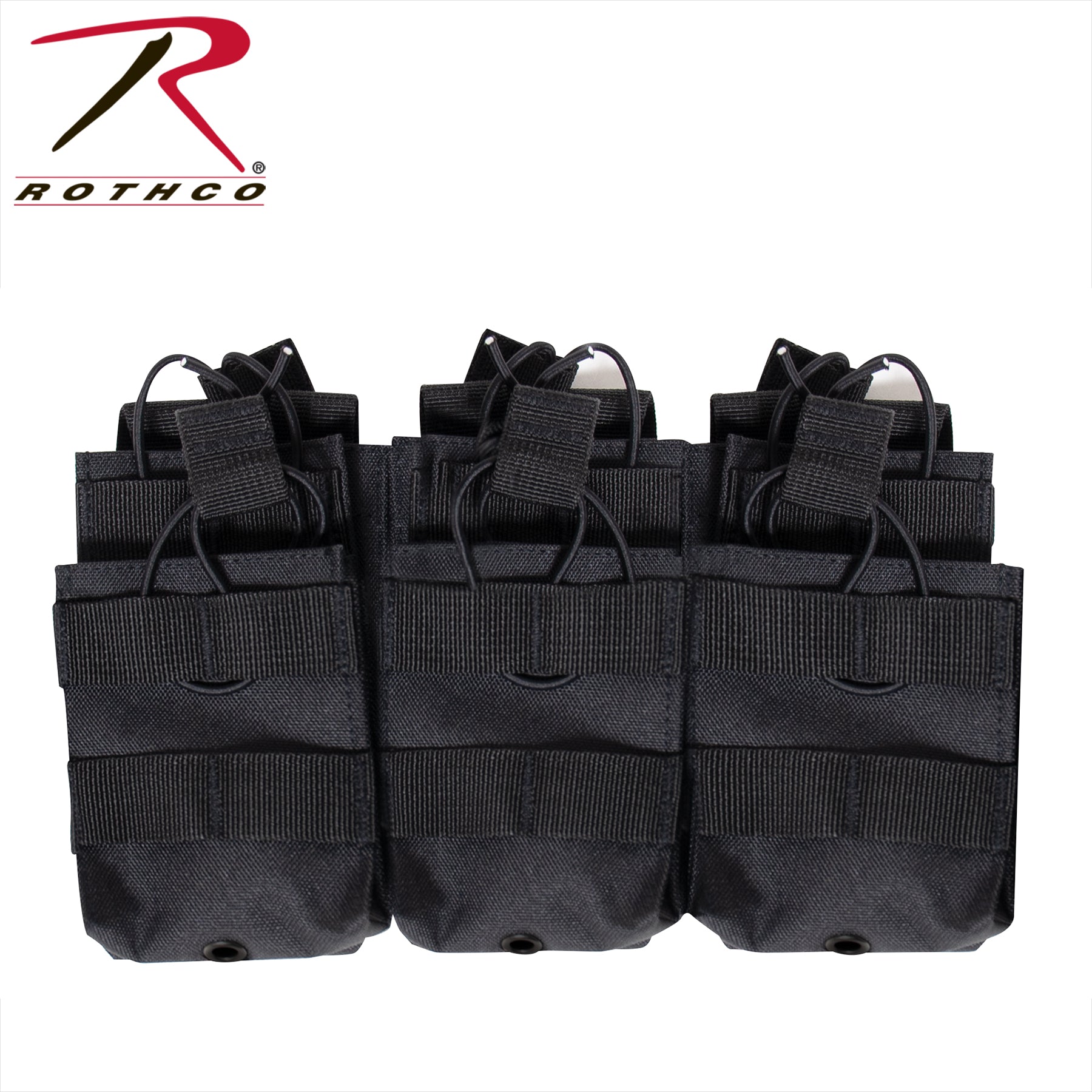 Rothco MOLLE Open Top Six Rifle Mag Pouch Black - Versatile Ammo Storage for Tactical Gear