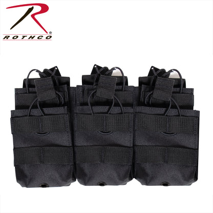 Rothco MOLLE Open Top Six Rifle Mag Pouch Black - Versatile Ammo Storage for Tactical Gear