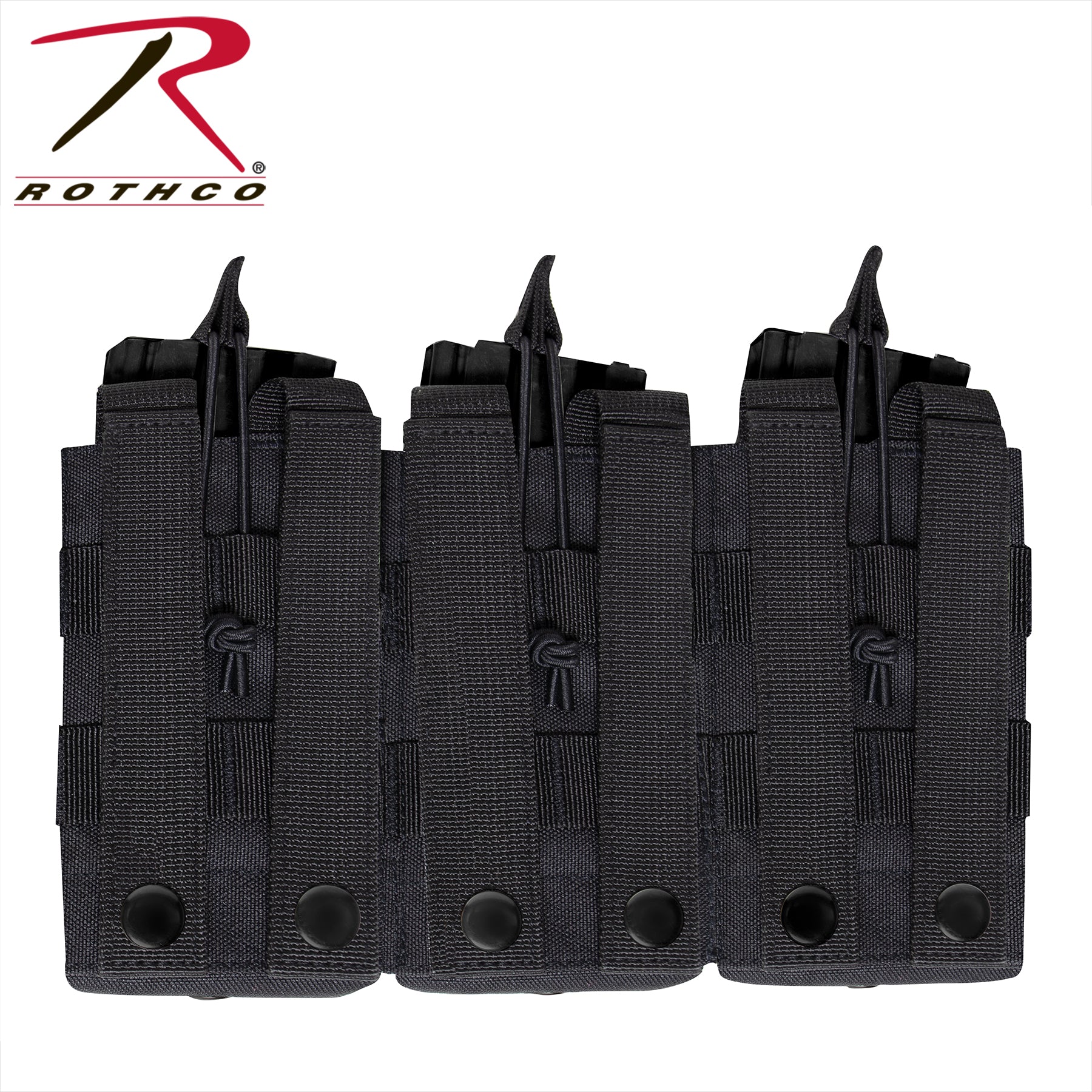 Rothco MOLLE Open Top Six Rifle Mag Pouch Black - Versatile Ammo Storage for Tactical Gear