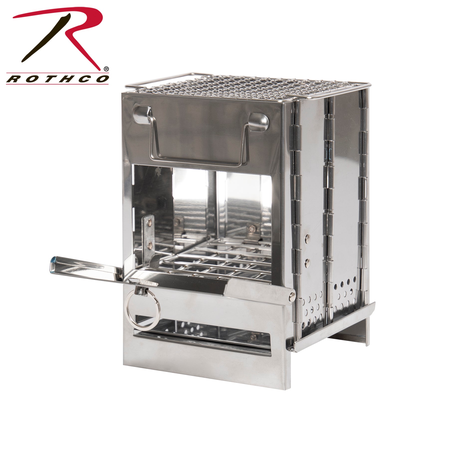 Rothco Stainless Steel Folding Camp Stove Part 1856 – Compact Portable Wood and Fuel Cooker