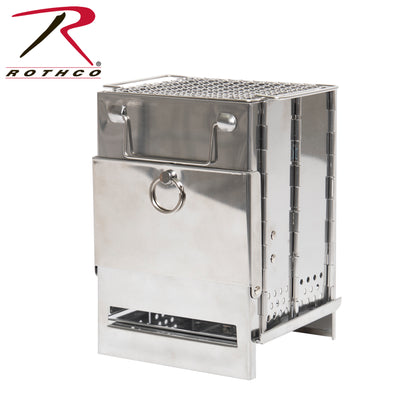 Rothco Stainless Steel Folding Camp Stove Part 1856 – Compact Portable Wood and Fuel Cooker