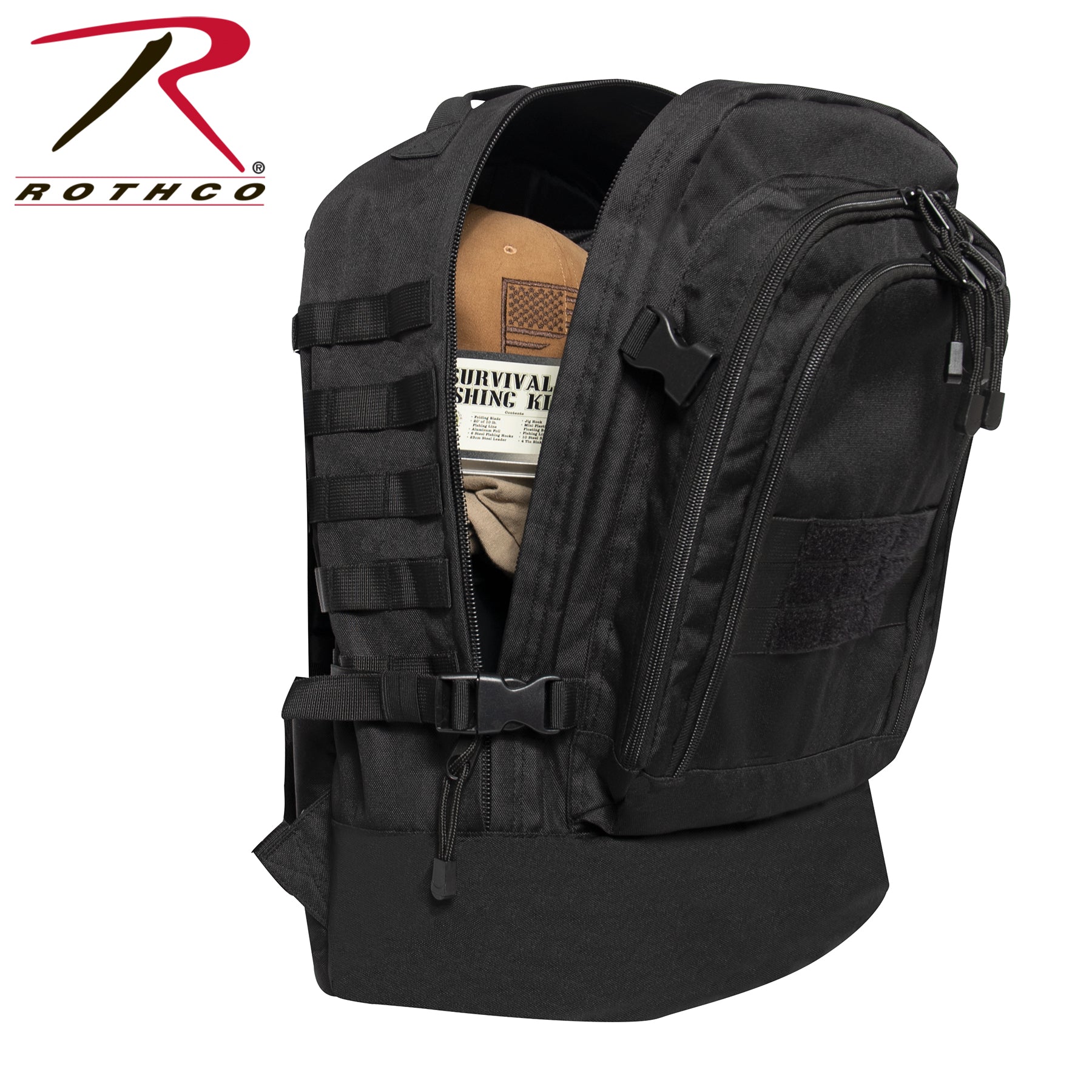 Rothco Skirmish 3-Day Assault Backpack Black - Durable Tactical Pack with Multiple Compartments