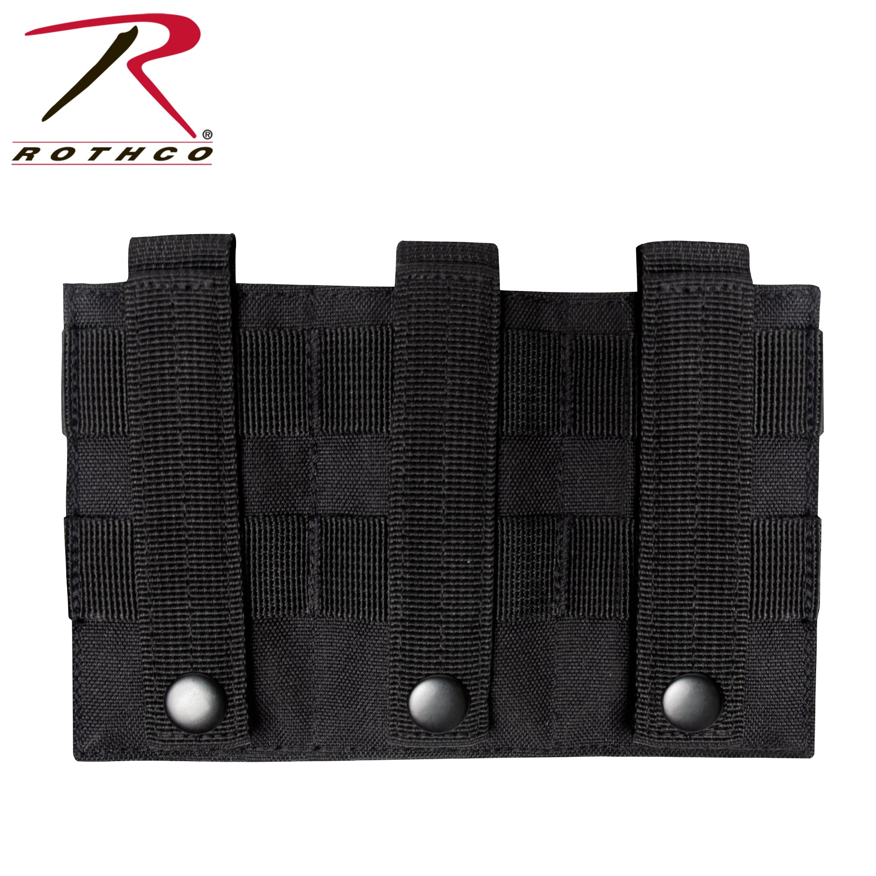 Rothco MOLLE Triple Pistol Mag Pouch Black - Tactical Ammo Storage for Pistol Magazines