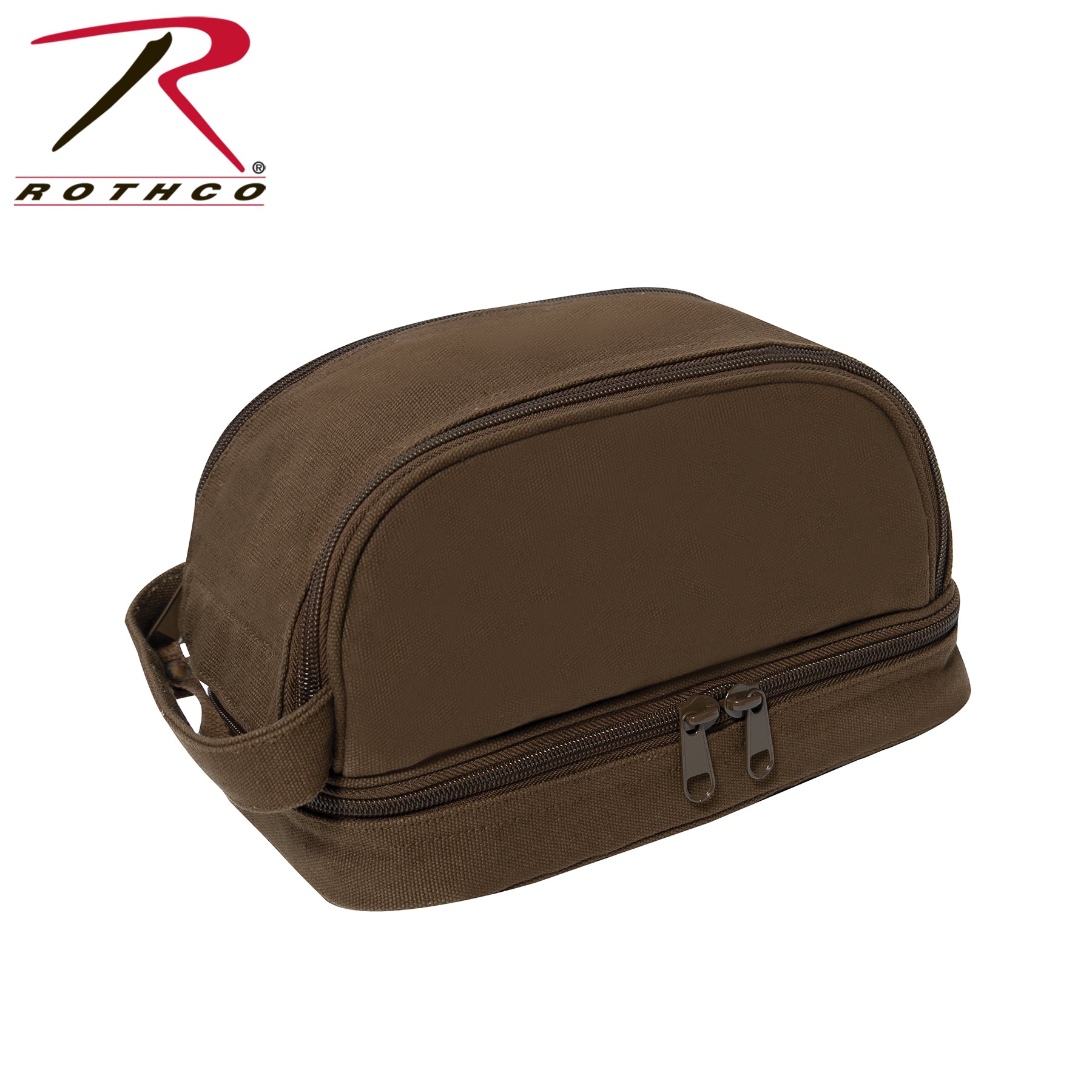 Rothco Deluxe Canvas Travel Kit Earth Brown - Durable Toiletry Bag for Organized Travel