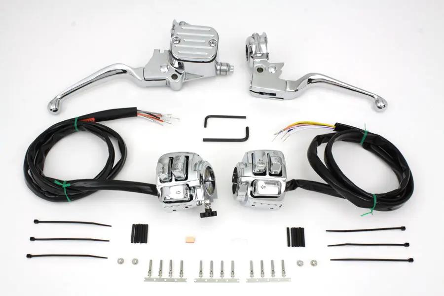 V-Twin Chrome Handlebar Control Kit for Harley Davidson FXST (1996-2005) by V-Twin