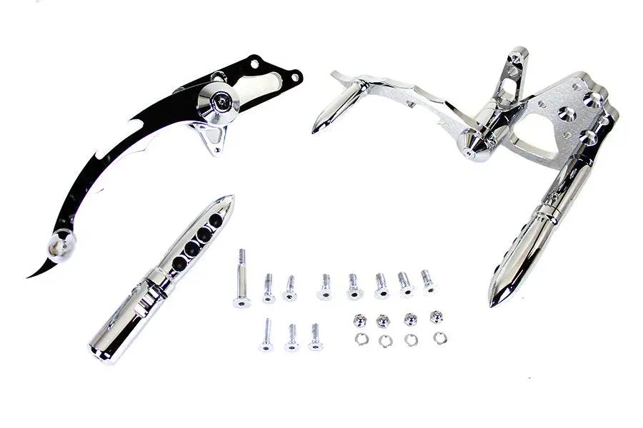 V-Twin Billet Forward Control Kit Chrome - Custom Motorcycle Foot Controls with Tribal Pedal and Pegs by V-Twin