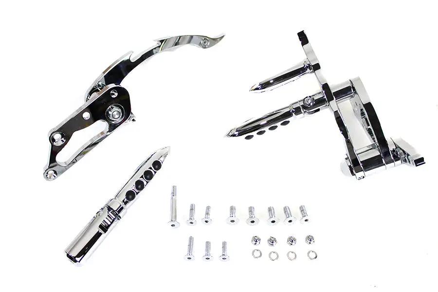 V-Twin Billet Forward Control Kit Chrome - Custom Motorcycle Foot Controls with Tribal Pedal and Pegs by V-Twin
