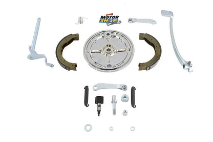 V-Twin Rear Brake Kit for 1957-1966 Harley Davidson XL with Polished Backing Plates and Zinc Plated Pedal by V-Twin